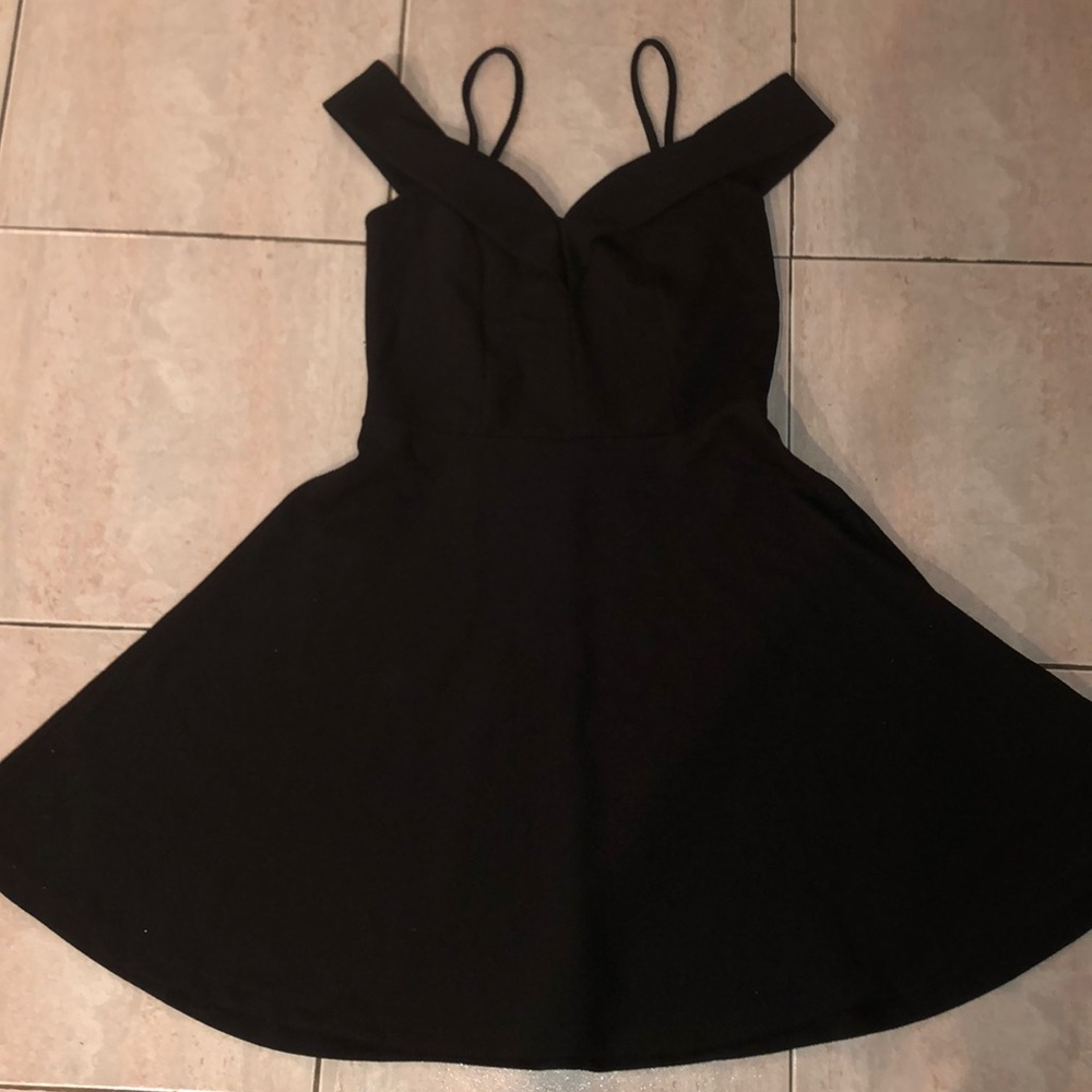 Black Peep Shoulder Skater Dress